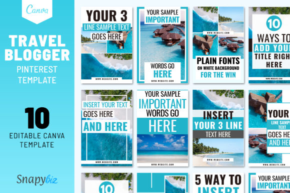 Download Travel Blogger Pinterest Canva Template - Travel blogger Collection