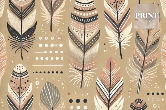 Download Bohemian Feather Pattern in Soft Tones - Premium Resources
